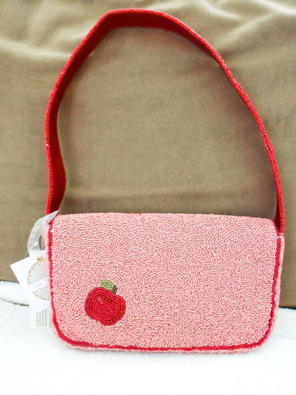 Made in India- Pink & Red Aple Beaded Purse/Bag - VIRAL - NEW! - Picture 6 of 11
